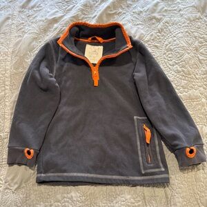Mini Boden Orange and Gray Fleece Pullover Sweater, Sz 5-6Y